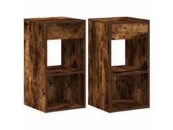 Maison Exclusive - Mesillas De Noche Con Cajón 2 Uds Roble Ahumado 35x34x66,5 Cm