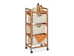 Relaxdays Estantería Con Cestas Ropa Sucia, 1 Balda Y 3 Cestitos De Tela, 96x43,5x33,5 Cm, Estante Nogal, Natural/beige