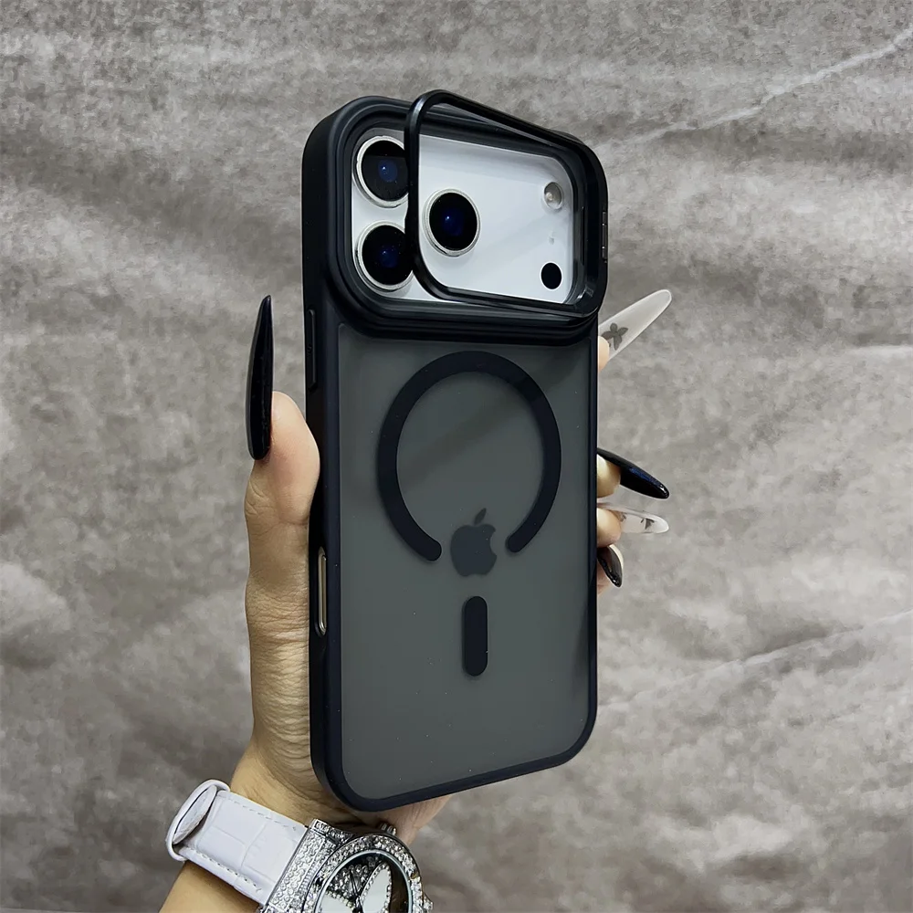 (iphone 16 Plus, Negro) Funda Magnética Semitransparente Mate Para Iphone, Compatible Con Magsafe.