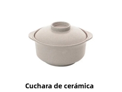 Vaso para fideos instantáneos estilo japonés con tapa de plástico ecológica MDUG (beige)