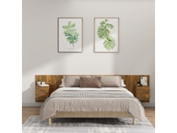 Cabecero De Cama Y Mesitas Madera Contrachapada Roble Ahumado