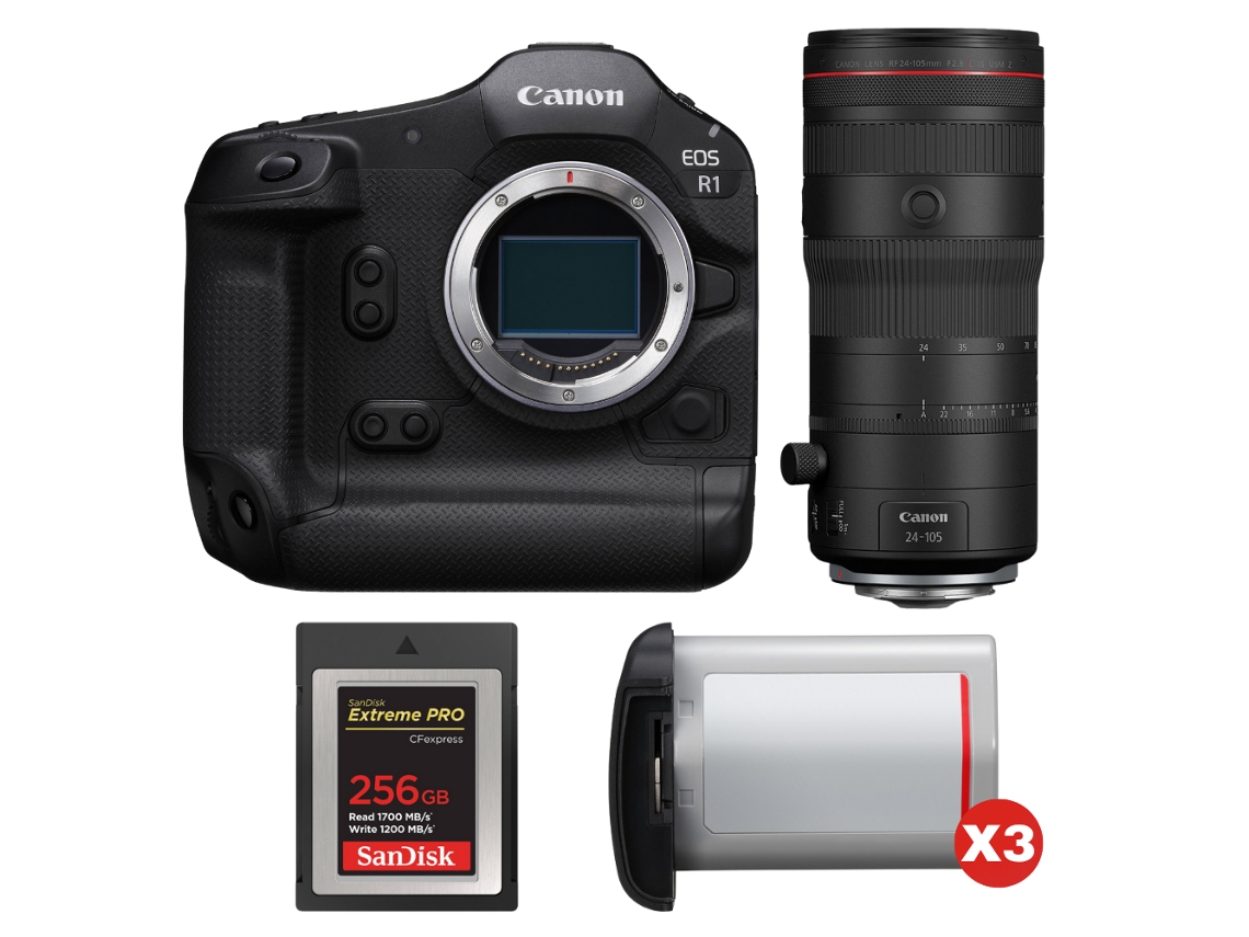 Canon Eos R1 + Rf 24-105mm F/2.8 L Is Usm Z + 1 Sandisk 256gb Extreme Pro Cfexpress Type B + 3 Canon Lp-e19 + Ebook Pricedirect