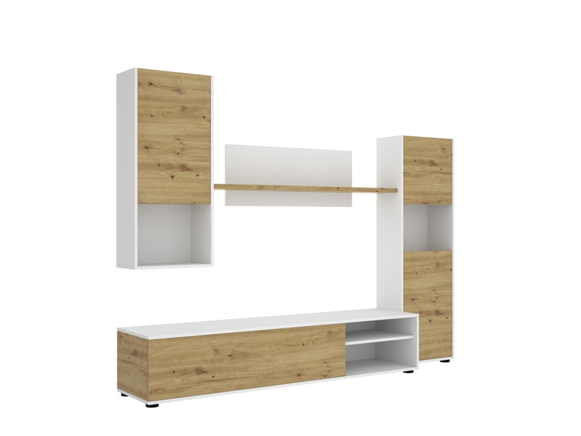 Salón Tv Modular Luka Nordic-Blanco MIRAKEMUEBLE 180x220x41cm