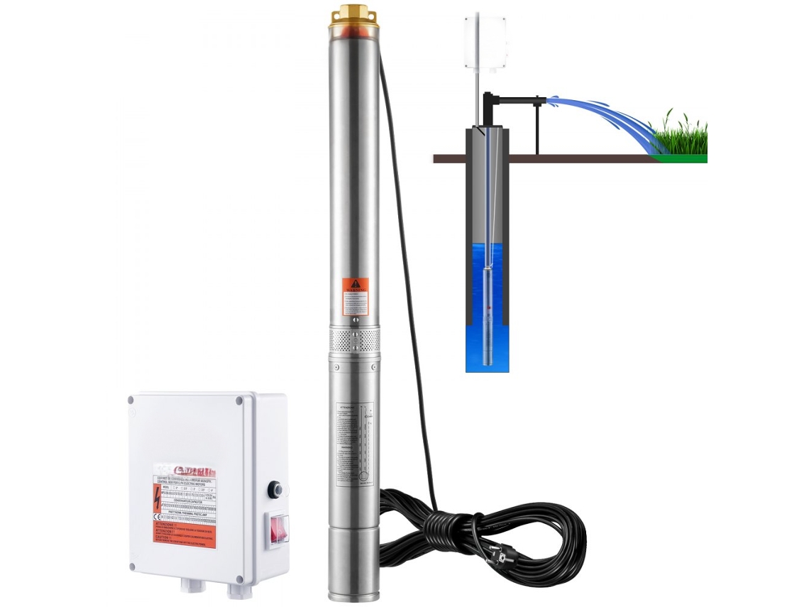 Bomba sumergible para pozo profundo Tekmaquinas de 2200 W con caja de control y alto caudal
