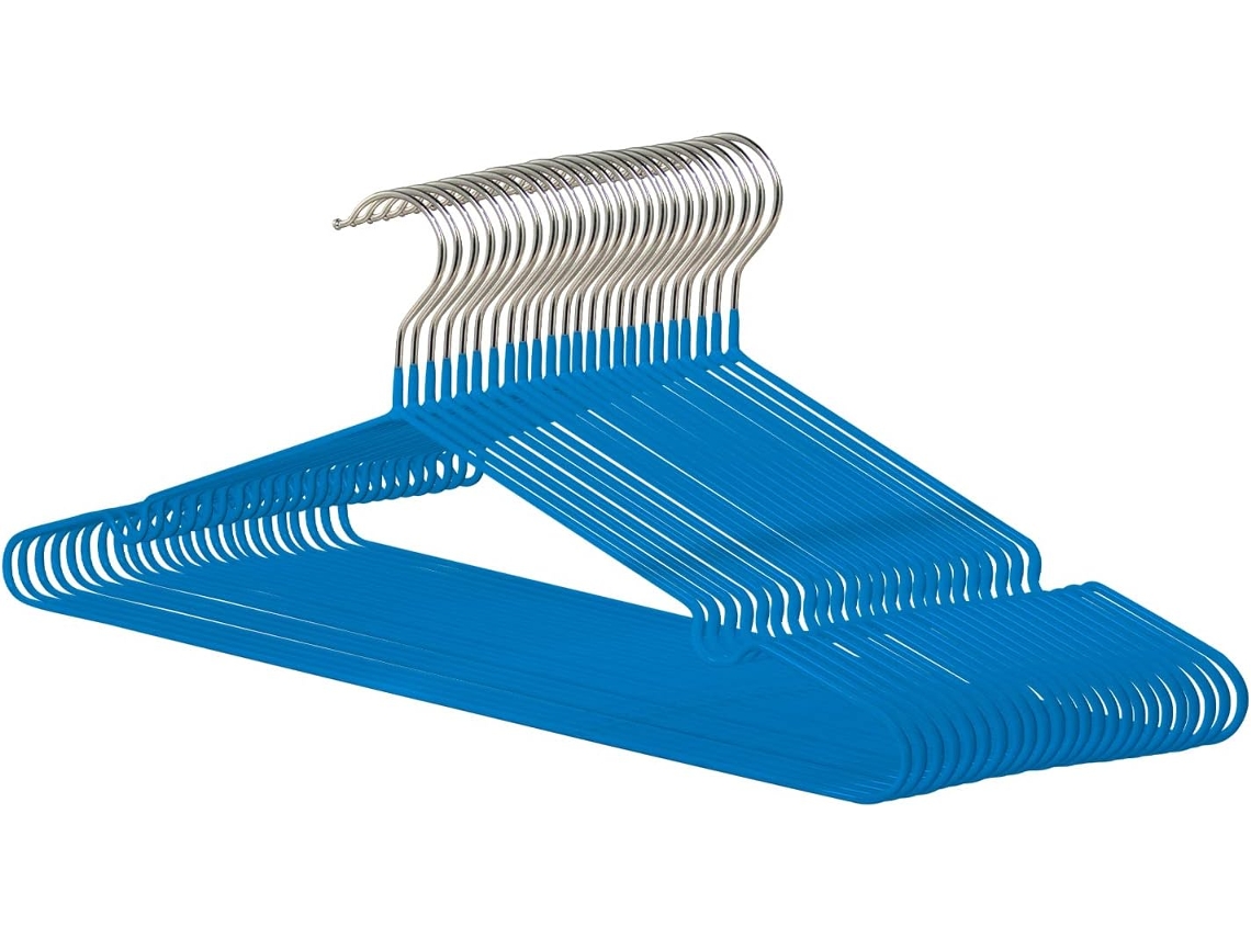 COM-FORT HOUSE | Percha Metal | Color Azul | Antideslizantes y Resistentes | Perchas para Ropa | Ideal para Chaquetas, Pantalones o Blusas | 48 Unidades
