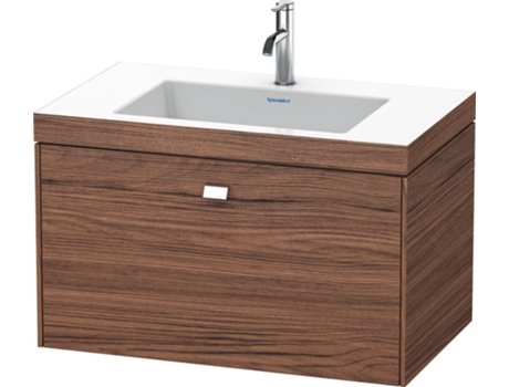 Lavabo para muebles DURAVIT Brioso c-bonded con base mural 80,0x48,0 cm 1 cajón sin rebosadero con banco para grifos 1 agujero para grifos