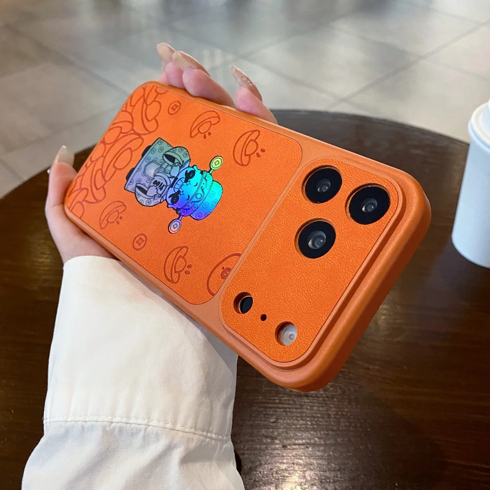 (iphone 15 Pro Max, Naranja) Funda Para Iphone Con Textura De Cuero, Funda Protectora A Prueba De Golpes