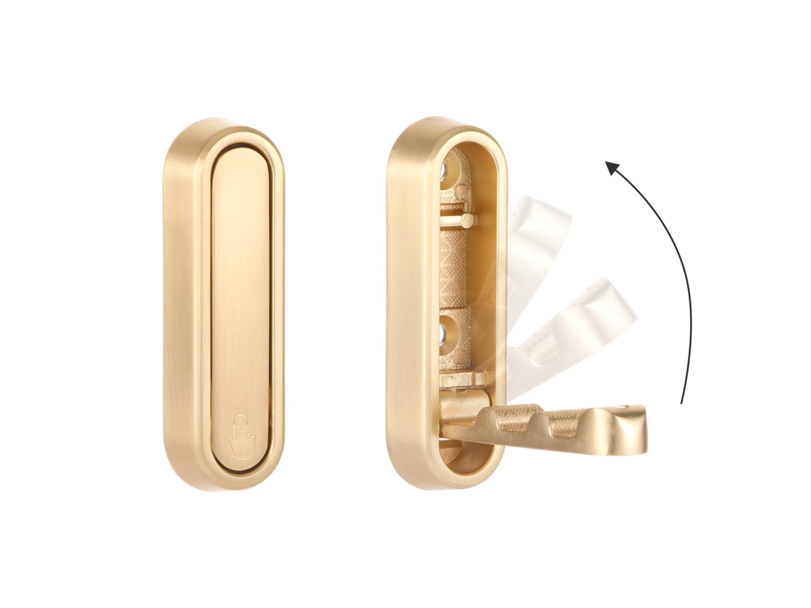 Juego de 2 ganchos plegables para ropa y equipaje, para montaje en pared, en aleación de zinc dorado, MISSCA