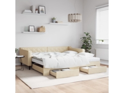 Sofá Cama Nido Con Cajones Tela Color Crema 100x200 Cm