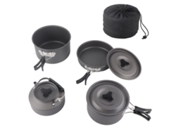 Juego De Utensilios De Cocina Portátiles Y Ligeros Para Acampar Al Aire Libre, Con Hervidor Y Sartén.