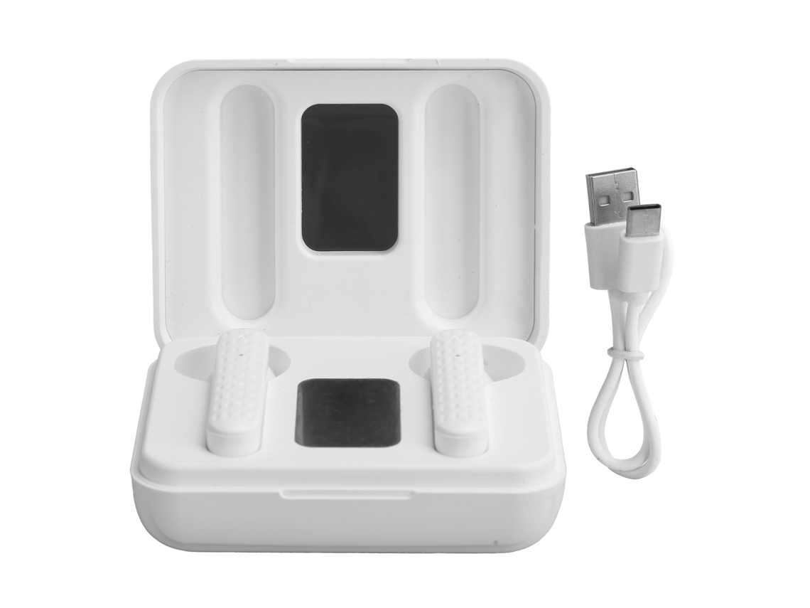 Auriculares Inalámbricos Bluetooth 5.1 Q8 Con Pantalla Digital De Volumen Para Deportes - Blanco