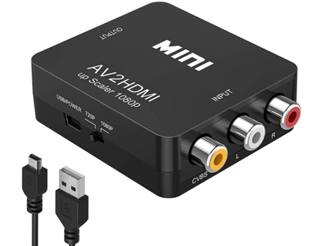 Convertidor RCA a HDMI, 1080P RCA compuesto CVBS AV a HDMI Adaptador convertidor de audio y vídeo VENISYMLIS