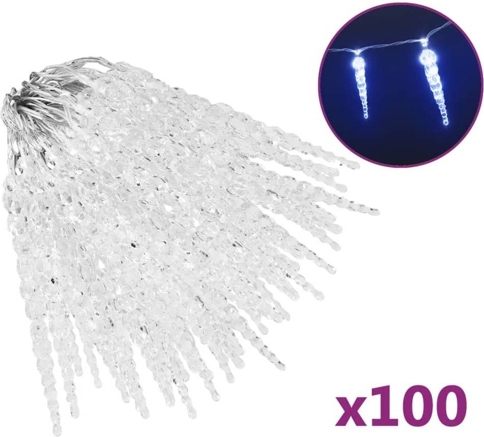 Luces de Navidad VIDAXL 100 luces carámbanos (500cm - Acrílico - Azul)