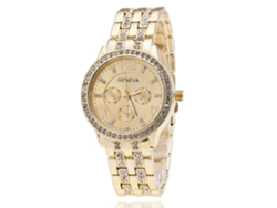 Reloj De Pulsera De Negocios Para Mujer Con Diamantes De Imitación, Brazalete De Acero, Esfera Analógica De Cuarzo, Color Dorado.