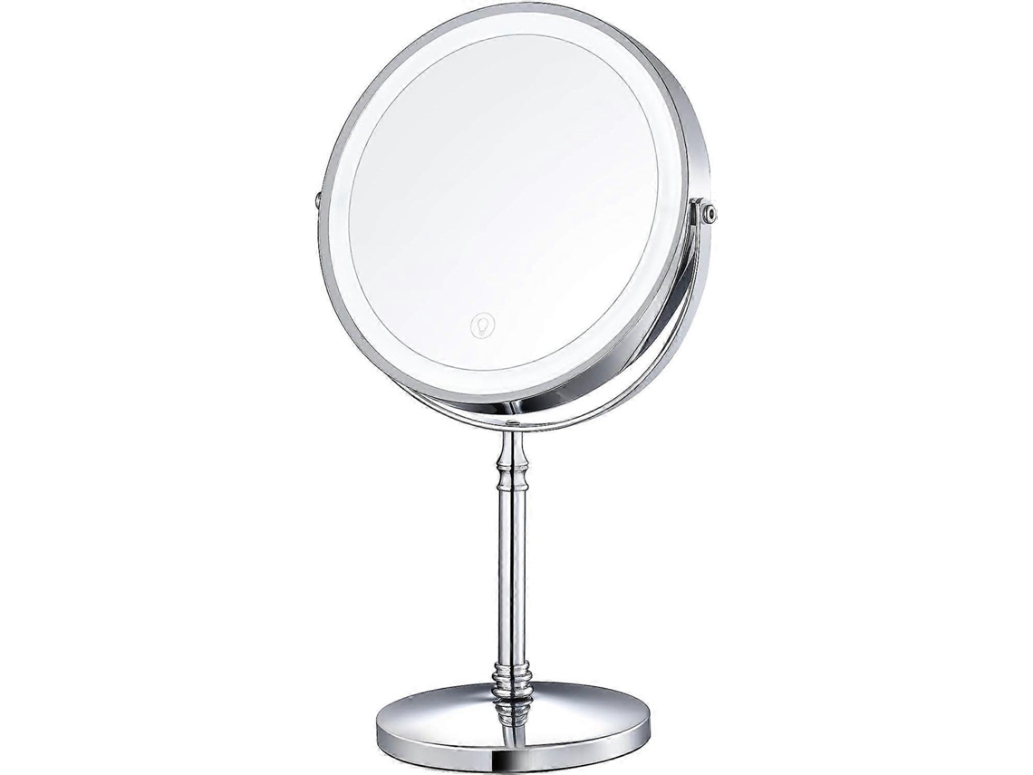 Espejo De Maquillaje Iluminado 8", 10x Magnificación Doble Lado Regulable Usb Recargable Con Luz Led