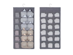 Organizador de ropa interior con 30 compartimentos para colgar en la puerta o el armario, color gris