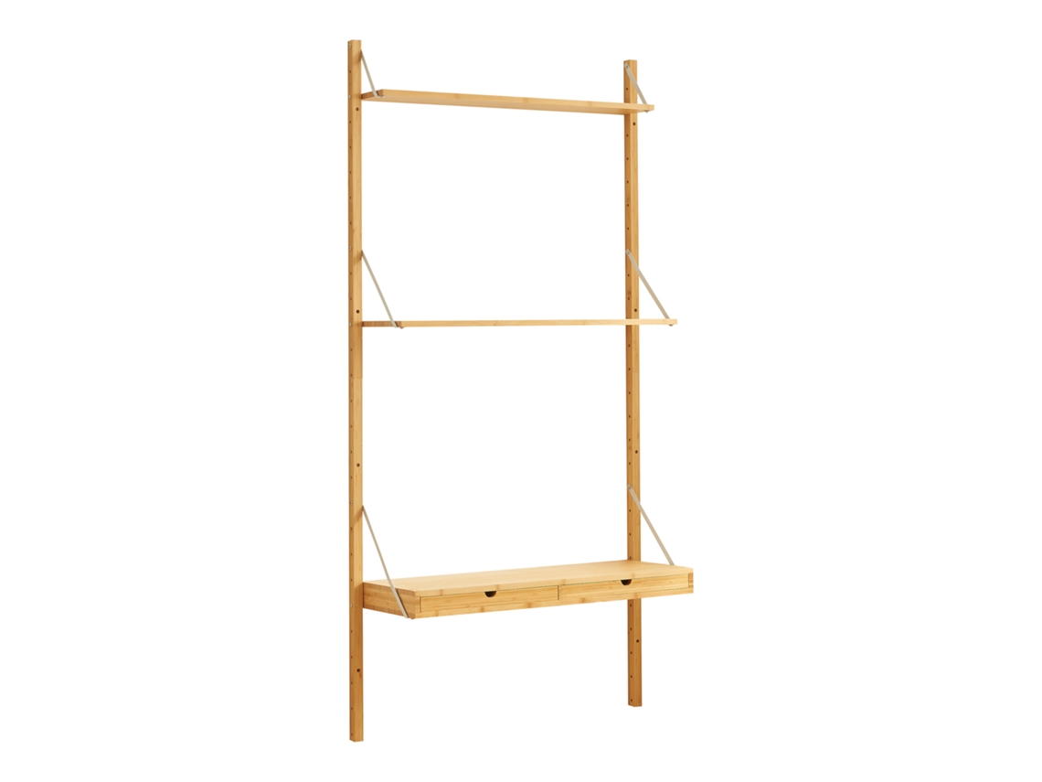 Estantería de pared Tingvoll con 2 estantes + 2 cajones - Bambú [EN.CASA]