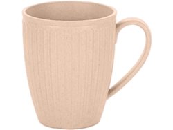 Taza de plástico de 500 ml con pajita de trigo, para té, café o agua, con asa, para baño (beige)