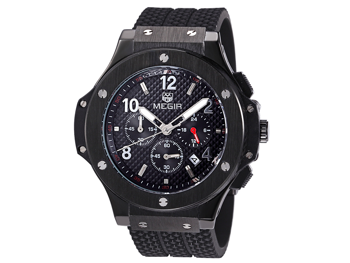 Reloj Analógico De Cuarzo Para Hombre Con Fecha, Correa De Silicona Negra, Resistente Al Agua Hasta 30 M.