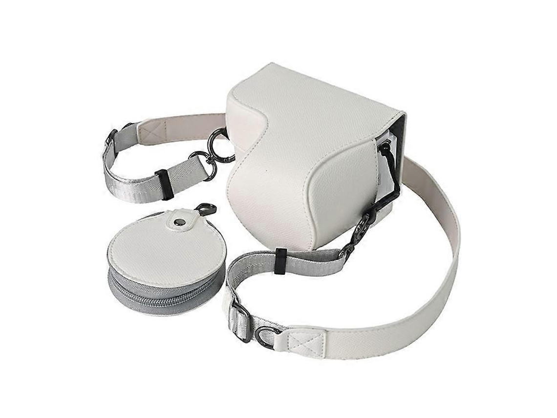 Estuche de cuero sintético texturizado compatible con Sony Zv E10 II con orificio para batería, correa y bolsa para guardar lentes Facpoet