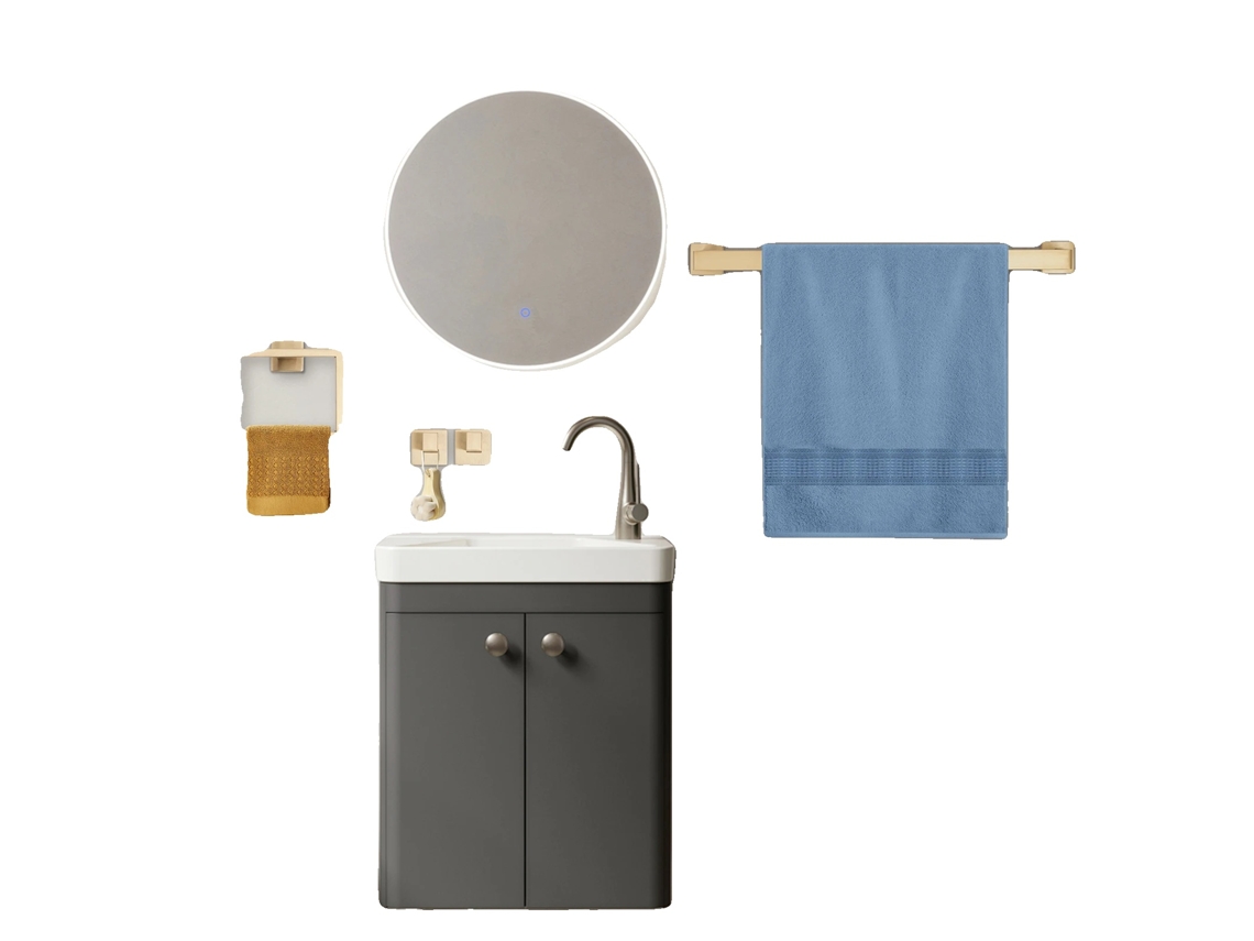 Juego de accesorios de baño de 5 piezas: toallero de 60 cm, anilla de 16 cm, portarrollos de papel higiénico de 16 cm, ganchos OEM