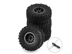 Negro 1 4pcs 1.0" Buje Aleación Aluminio Ruedas Wasteland Neumáticos Coche Escalada 1/18 Trx4m Scx24 Fms Fcx18 Fcx24 Furitek Fx118 Piezas Rc