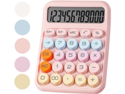 Calculadora mecánica de escritorio Chrui de 12 dígitos con pantalla LCD grande y botón grande (rosa)