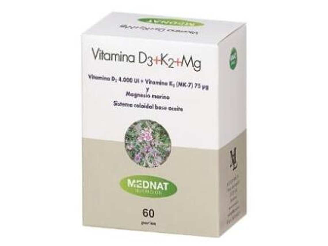 Vitamina D3K2Mg 60 Perlas MEDNAT NUTRICIÓN