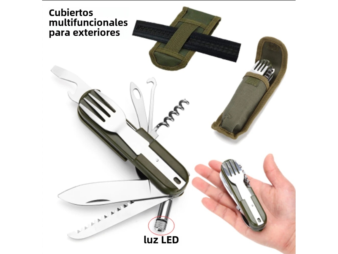 Juego De Cuchillos Portátiles Para Acampar Al Aire Libre De Color Verde Militar, Estuche De Acero Inoxidable Hecho A Mano.