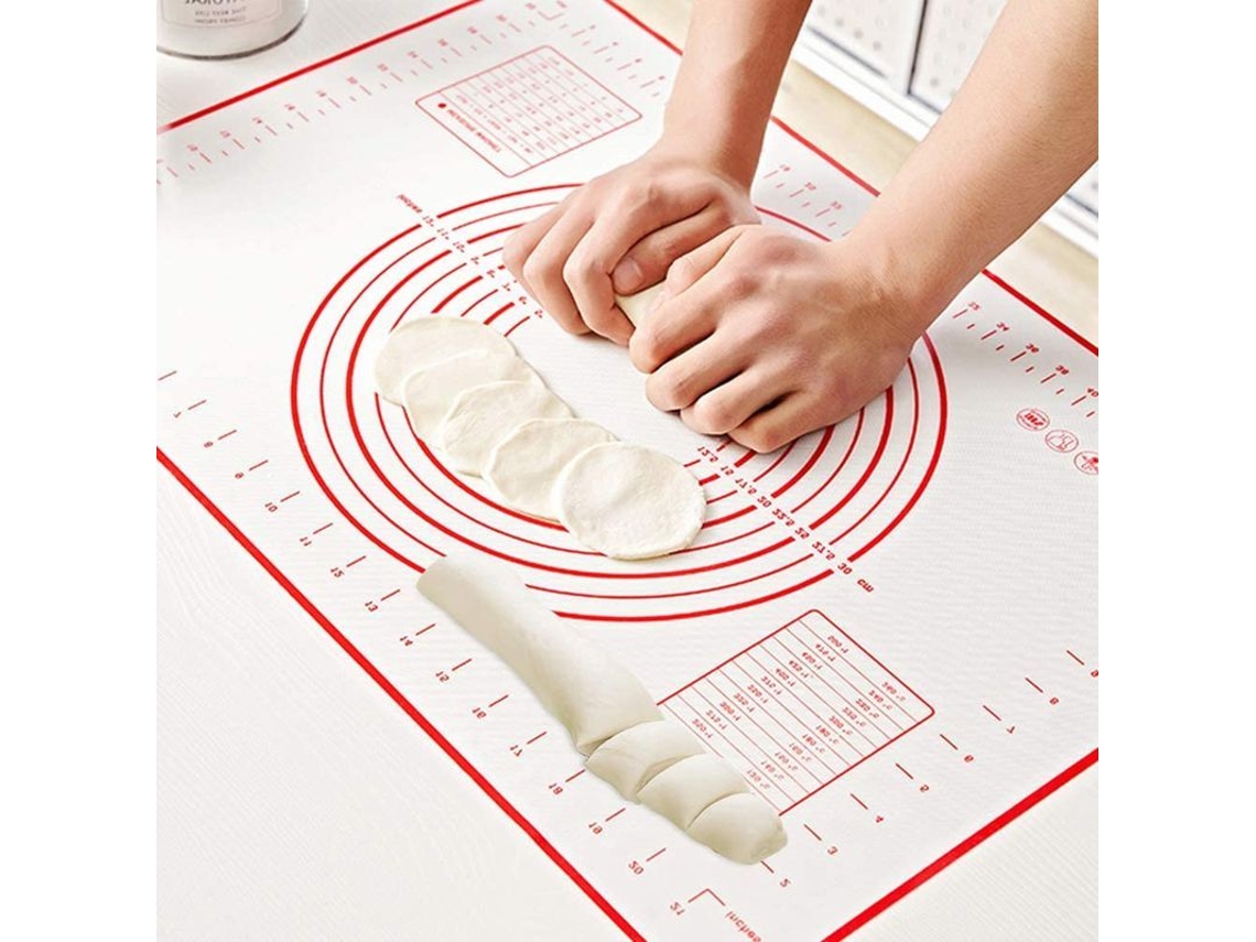 Tapete De Silicona Antiadherente Con Medidas Para Amasar Pasteles, Pizzas Y Panes.