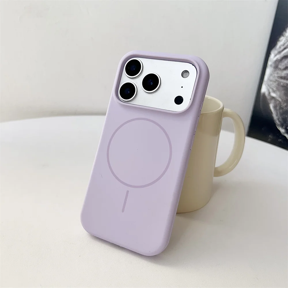 (iphone 16, Morado) Funda Protectora Magnética De Silicona Líquida, Compatible Con Carga Inalámbrica Magsafe