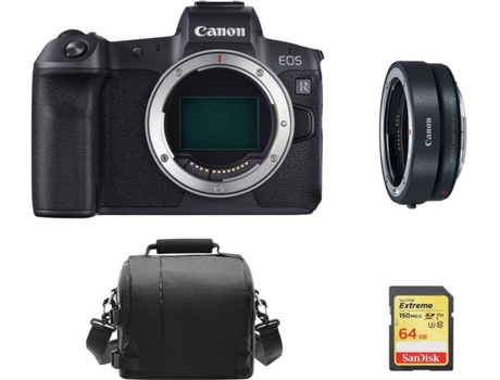 Cámara Instantánea CANON EOS R + Adaptador EF-EOS R + Tarjeta SD 64GB + Bolsa (Full Frame)