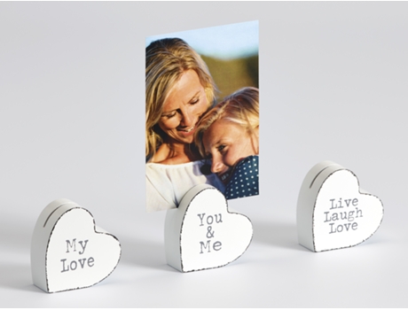 Dreams Wooden Heart Picture Holder Set Of 3 White