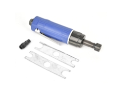 Pulidora neumática con mango reforzado para procesamiento de metales, 6000 rpm, acero fundido, antideslizante, azul.