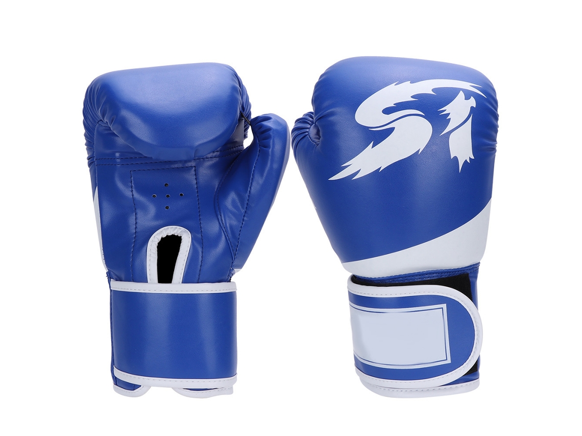 Guantes de entrenamiento de cuero sintético para boxeo, lucha, sparring y saco de boxeo para adultos (azul)