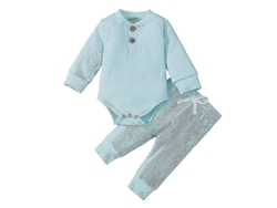 2026-conjunto Niño 2 Piezas Cuello Redondo Manga Larga Pantalones Elásticos Verano