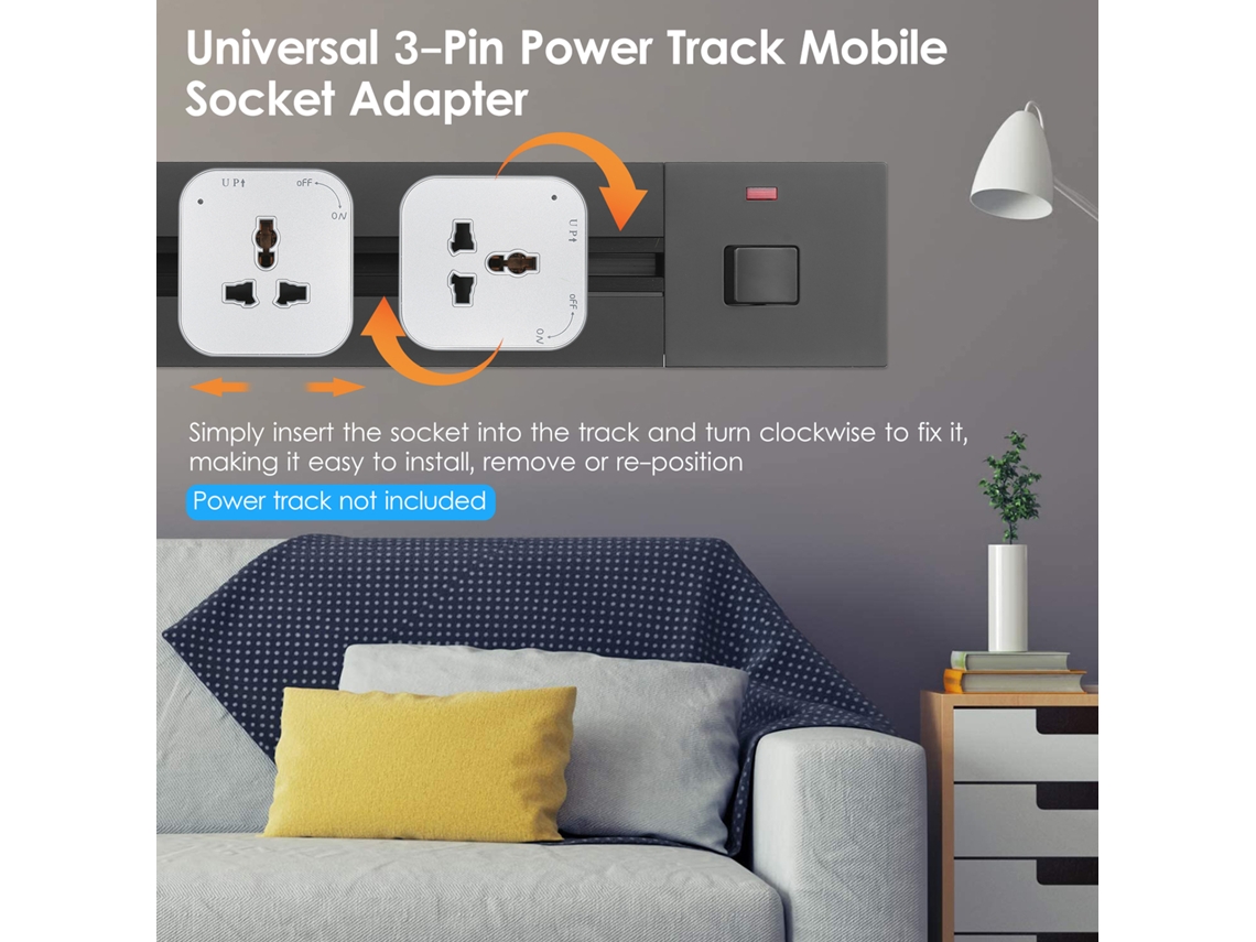 Enchufe De Riel Universal De 3 Pines Adaptador Móvil Para Riel Eléctrico Versátil