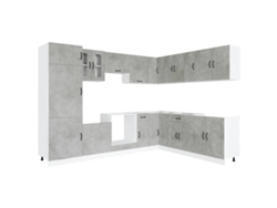 Maison Exclusive - Mueble Cocina Kalmar Gris Hormigón 14 Pzas Madera Contrachapada