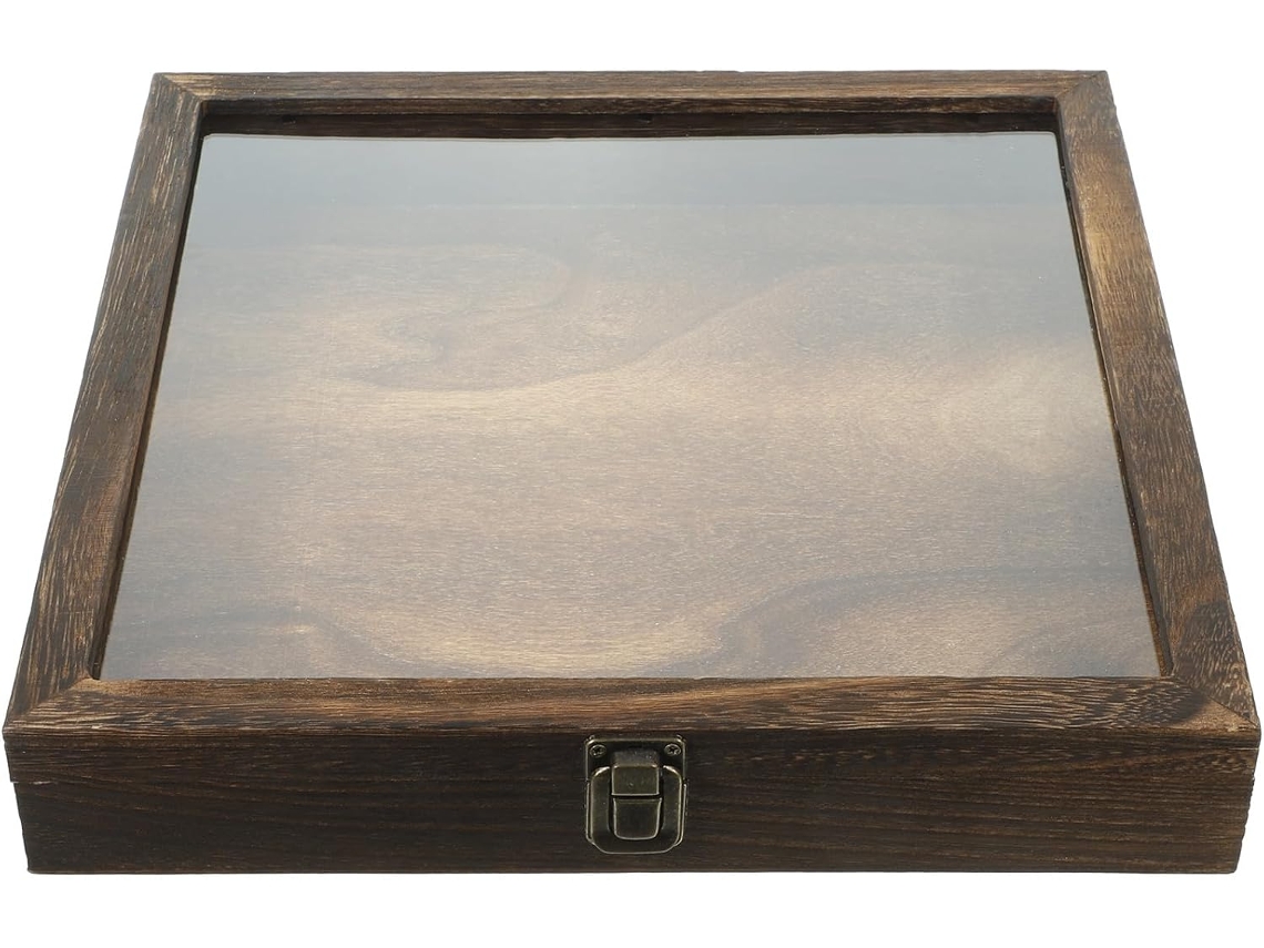 Vitrina Para Insectos De 30x30x4,5 Cm, De Madera De Carbono Con Tapa Transparente.