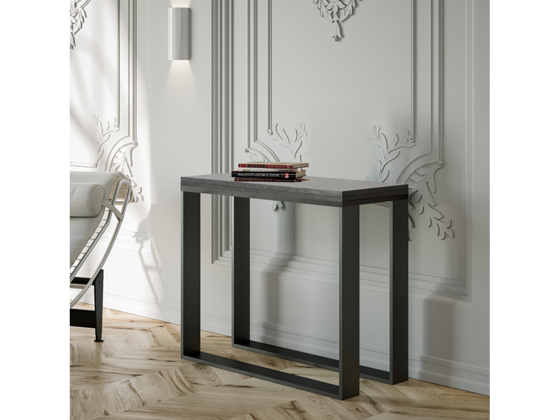 Consolas Elettra Libra Extensible hasta 90 cm ITAMOBY (90 x 45 x 80 cm - Paneles de Melamina - Cemento)