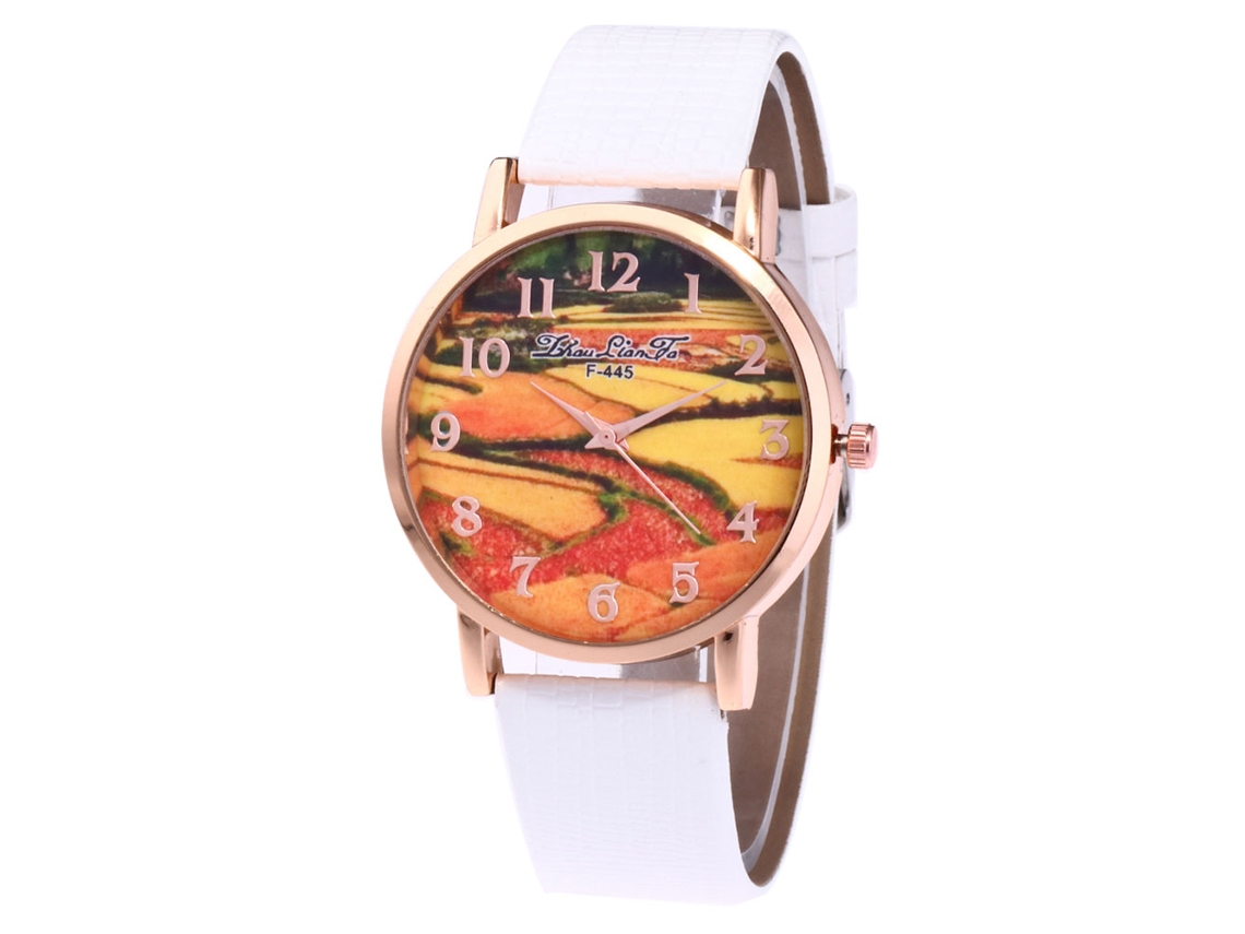 Reloj De Moda Casual Unisex De Cuarzo Con Correa De Cuero Zhoulianfa(blanco)