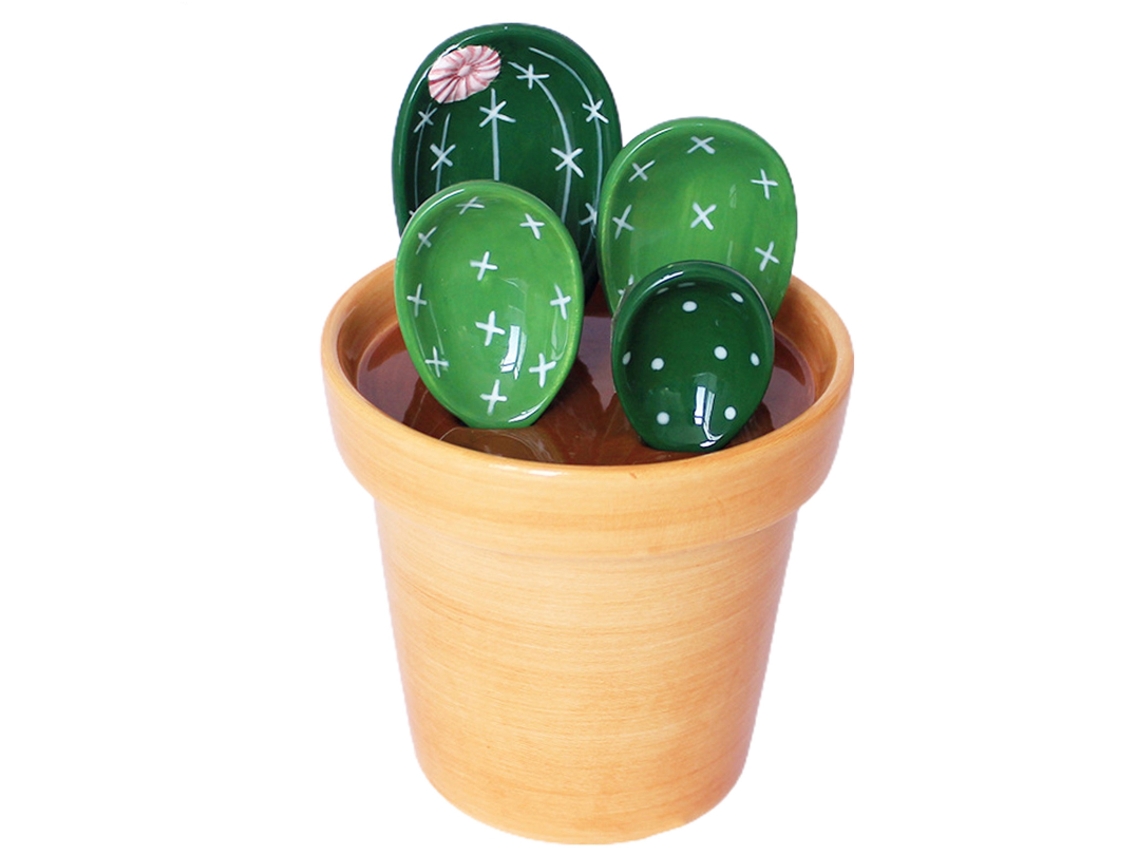 1 Juego de cuchara medidora con forma de Cactus, báscula transparente, cuchara de cerámica multifuncional para alimentos, utensilio de cocina-2 #