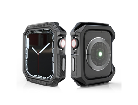 Funda protectora de color en contraste de fibra de carbono para Apple Watch Series 9/8/7 41 mm (plateado)