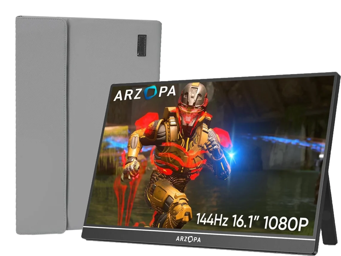 Monitor portátil Arzopa Z1fc de 16,1 pulgadas, LED IPS FHD 1080p 144 Hz, USB C, con bolsa de almacenamiento