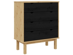 Vidaxl Cajonera Otta Negro 76,5 X 39,5 X 90 Cm Madera De Pino Maciza