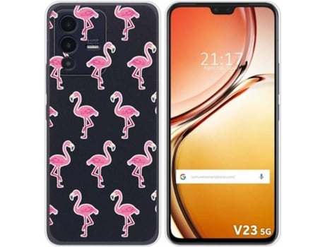 Carcasa para Vivo V23 5G TUMUNDOSMARTPHONE Dibujos Transparente Flamenco Multicolor