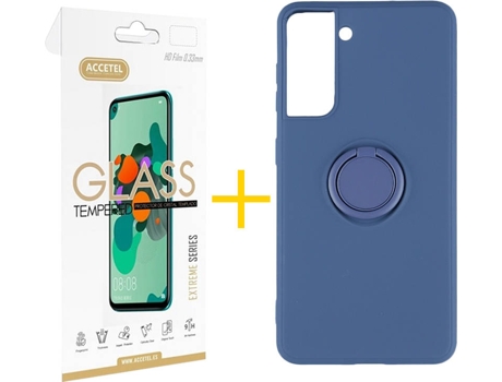 Carcasa + Protector de Pantalla para Samsung Galaxy S22 Plus 5G ACCETEL Azul Oscuro