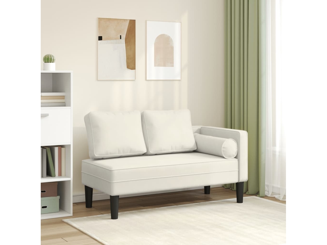 Chaise longue de terciopelo color crema con cojines de Lovely Home
