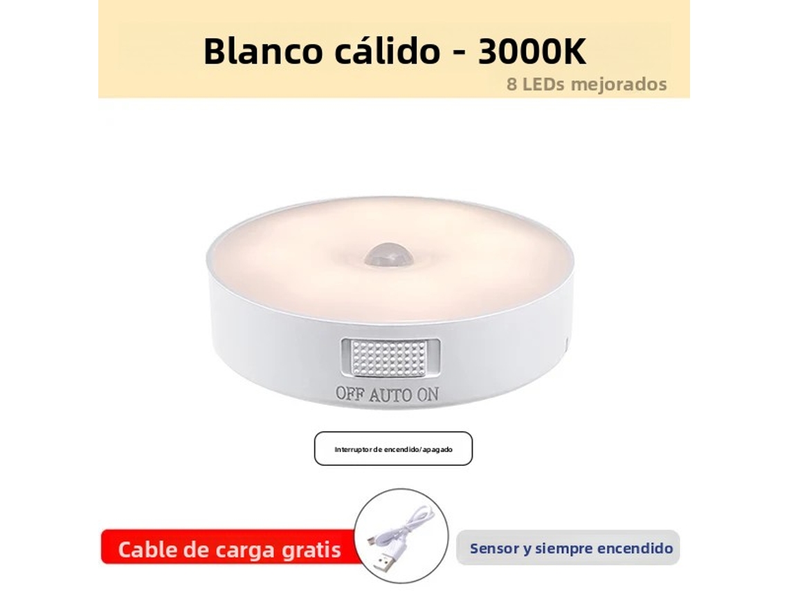 (luz Cálida) Luz Nocturna Led Recargable Por Usb Con Sensor De Movimiento
