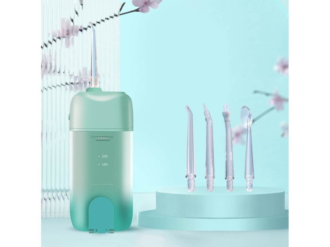 Irrigador Bucal Inalámbrico Recargable Agua Flosser Retráctil Verde SIURN